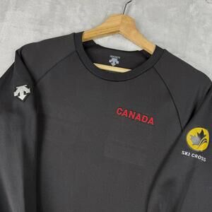Descente Canada Ski Cross Crewneck Sweatshirt Black Men Size M Space Layer Pro